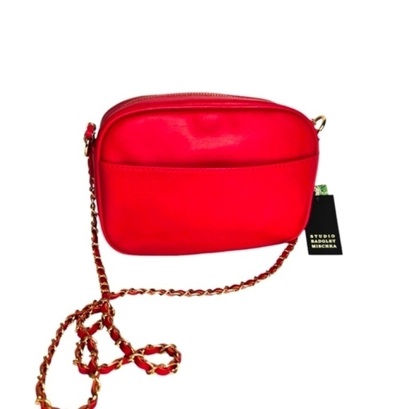 Badgley Mischka Studio NWT Crossbody Quilted Camera Bag Red Gold Small $89 - Picture 2 of 5